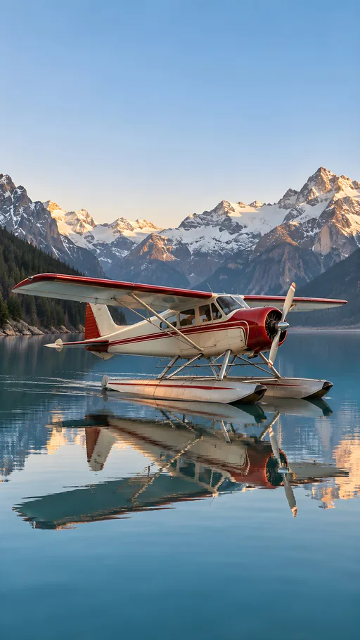 Floatplane in a Mountain Lagoon — Cars & Vehicles phone wallpaper
