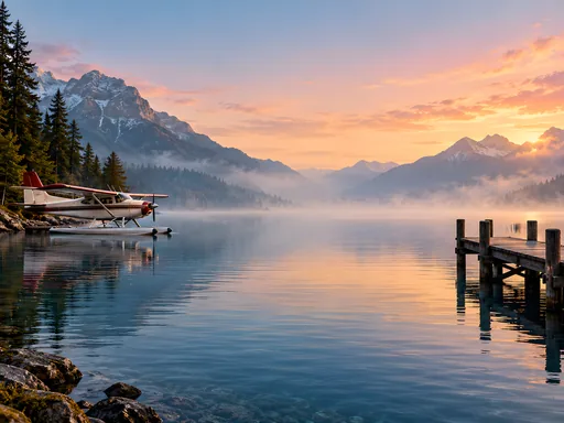 Seaplane and Jetty at Dawn — Cars & Vehicles Galaxy Fold wallpaper
