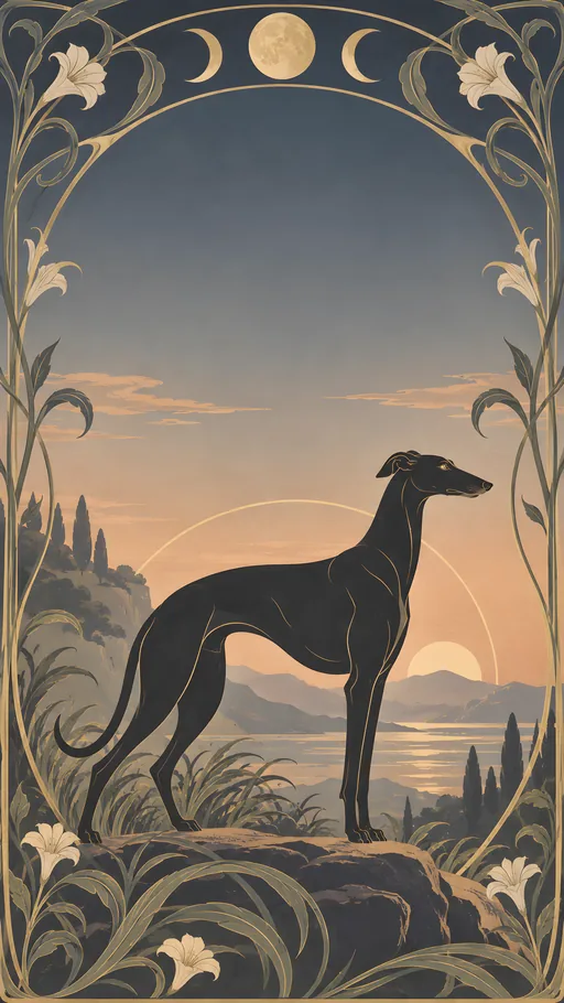 Art Nouveau Greyhound — Pets wallpaper