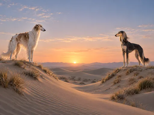 Borzoi and Saluki on the Dunes — Pets wallpaper