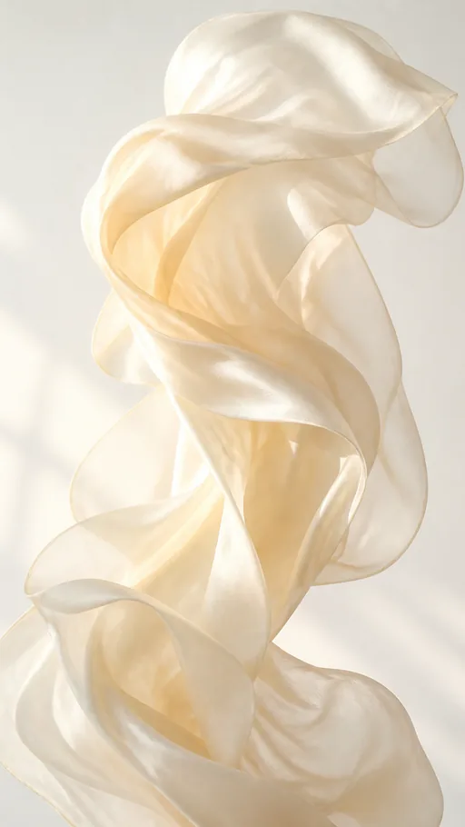Light Ivory Silk Fabric Floating — Abstract wallpaper