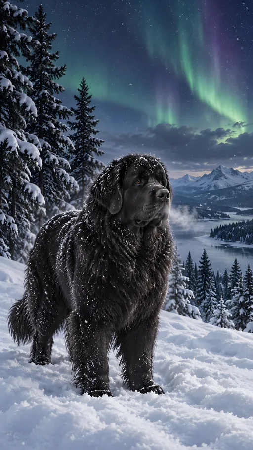 Newfoundland in Heavy Snow — Pets wallpaper