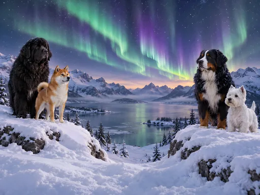 Winter Dogs Under the Aurora — Pets wallpaper