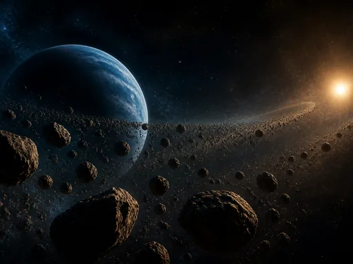 Asteroid Belt Drifting Past A Distant — Space Galaxy Fold wallpaper
