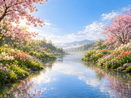 Flower-Lined Stream — Flowers & Plants wallpaper