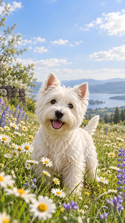 Westie Among Daisies — Pets wallpaper