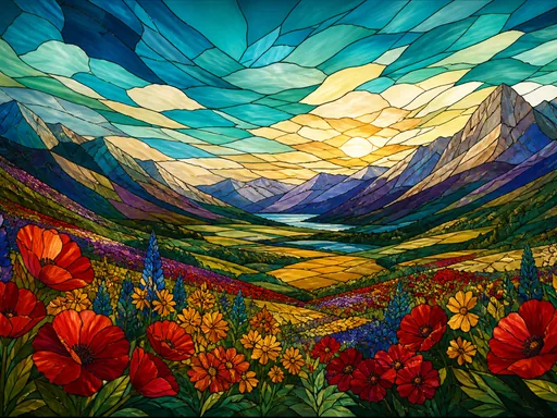 Broad Stained-glass Panorama — Art & Illustration Galaxy Fold wallpaper