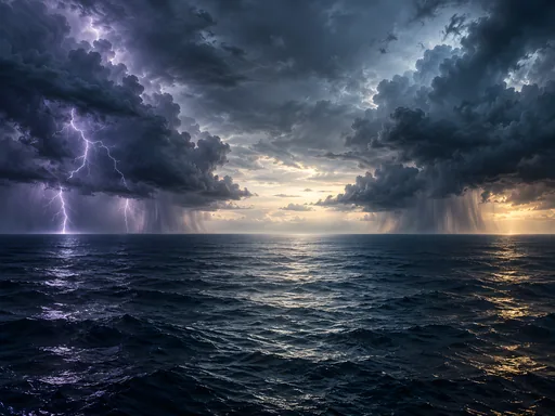 Dark Ocean Under Cloud Banks — Seasons & Weather wallpaper