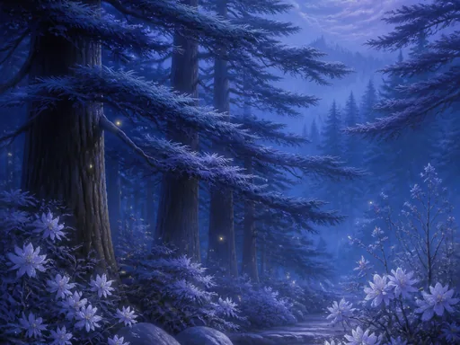 Moonlit Cedar Grove — Nature & Landscapes Galaxy Fold wallpaper