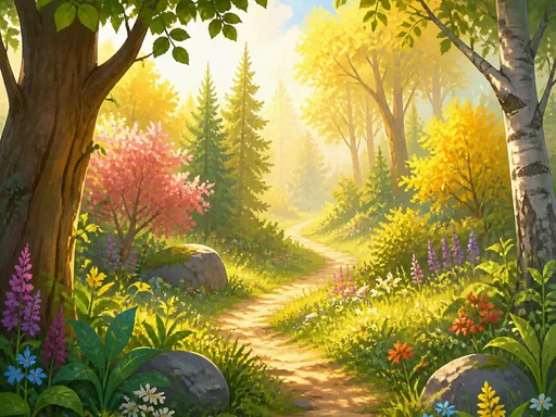 Bright Storybook Clearing Filled — Nature & Landscapes Galaxy Fold wallpaper