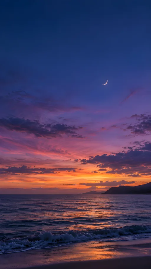 Crescent Moon at Blue Hour — Seasons & Weather wallpaper