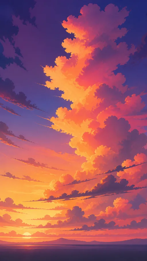 2D Painted Sunset Sky — Seasons & Weather wallpaper