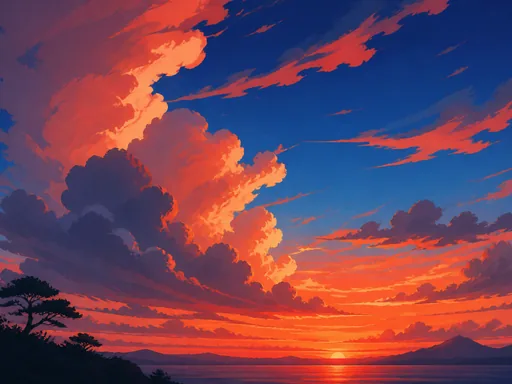 2D Painted Sunset Sky — Seasons & Weather wallpaper