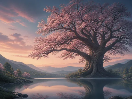 Colossal Flowering Tree Rooted — Fantasy Galaxy Fold wallpaper