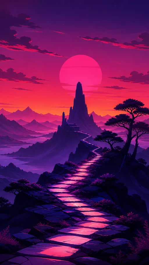 2D Painted Synthwave Night — Technology wallpaper