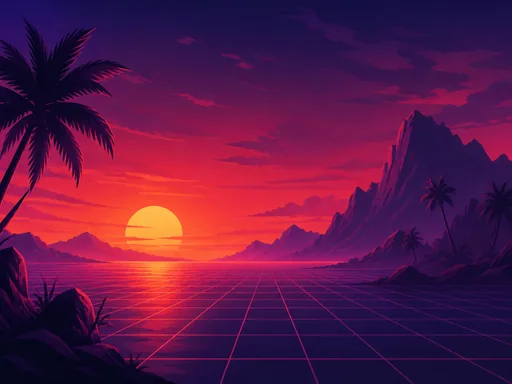 2D Painted Synthwave Night — Technology wallpaper