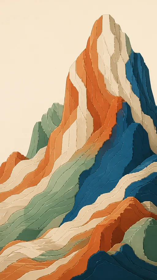 Tall Sculptural Contour Bands — Abstract wallpaper