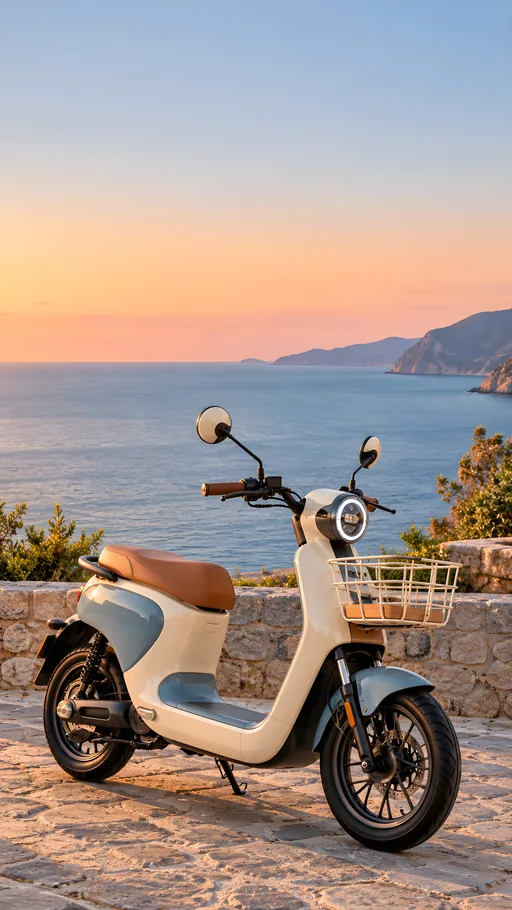 Electric Moped with a Basket — Cars & Vehicles phone wallpaper