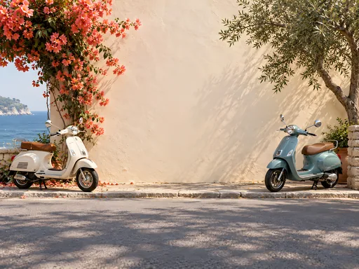 Two Scooters by the Cream Wall — Cars & Vehicles Galaxy Fold wallpaper