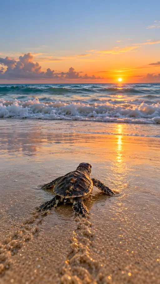 Baby Sea Turtle at Dawn — Animals & Wildlife wallpaper