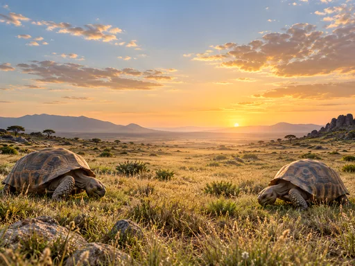 Tortoises in Dry Grassland — Animals & Wildlife wallpaper