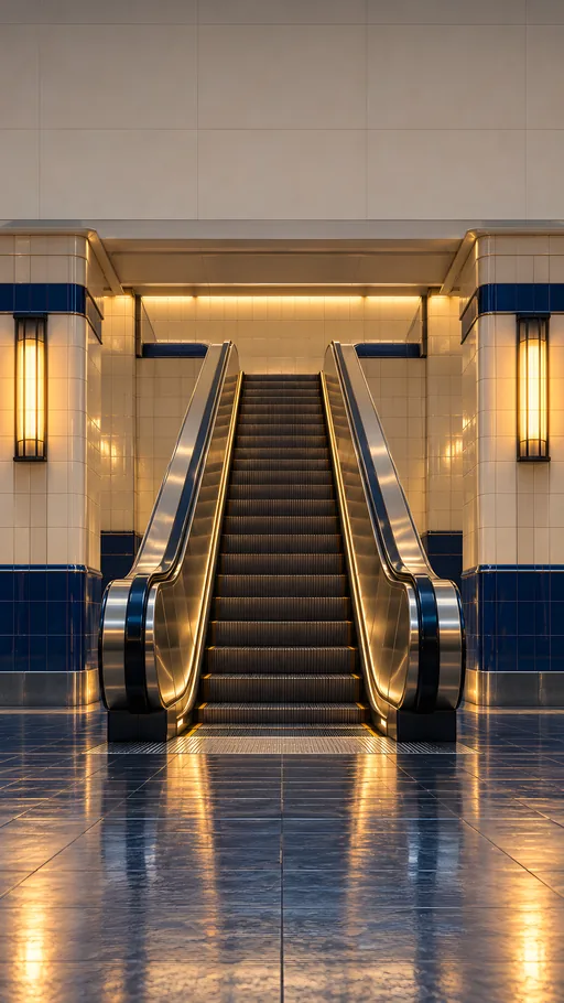 Escalator Below a Tiled Wall — Cities & Architecture wallpaper