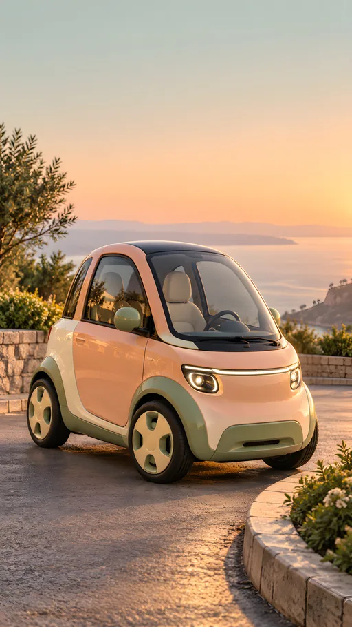 Electric Pod Car at the Curb — Cars & Vehicles phone wallpaper