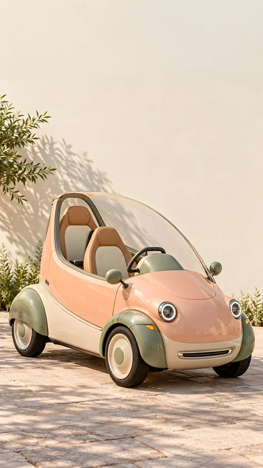 Tandem Microcar by the Cream Wall — Cars & Vehicles phone wallpaper