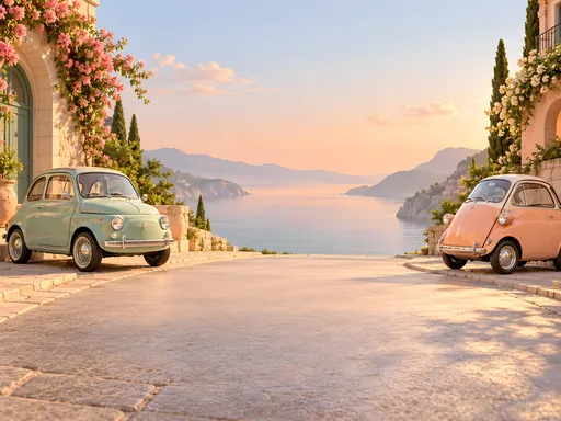 Two Microcars on a Pastel Street — Cars & Vehicles Galaxy Fold wallpaper