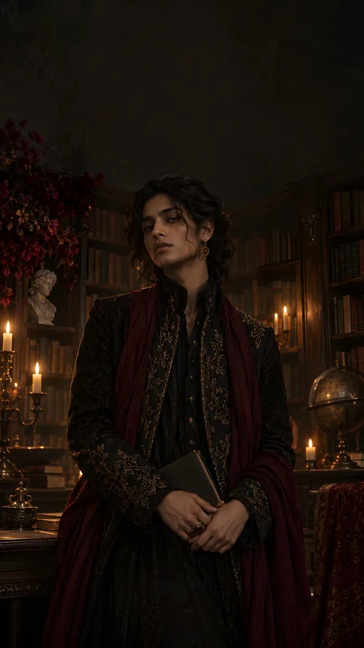 Poet in a Candlelit Library — People & Portraits wallpaper