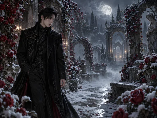 Moonlit Winter Rose Garden — People & Portraits wallpaper