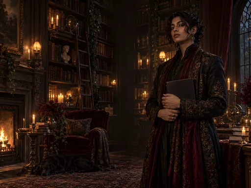 Poet in a Candlelit Library — People & Portraits wallpaper