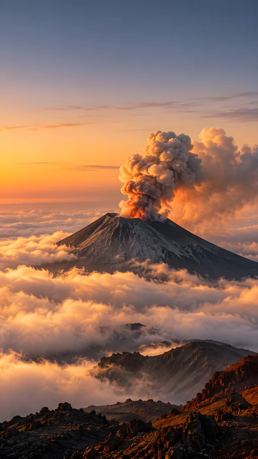 Ash Cone Above the Clouds — Nature & Landscapes wallpaper