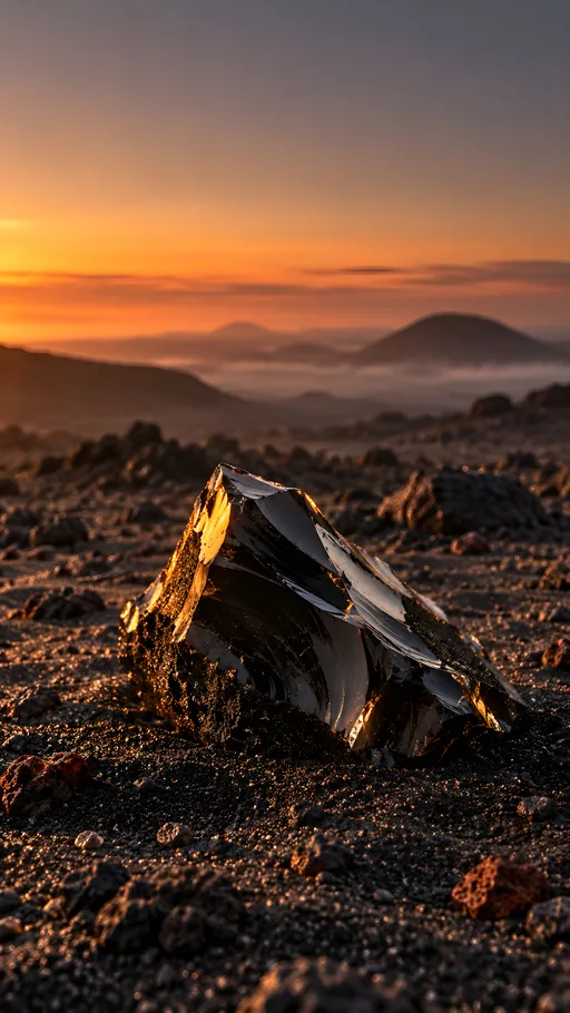 Obsidian Shard in Volcanic Sand — Nature & Landscapes wallpaper