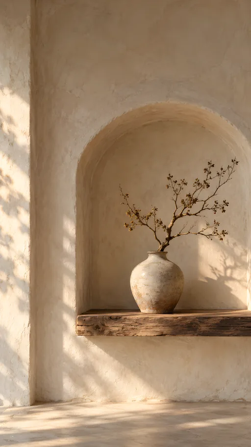 Plaster Alcove with a Ceramic Vessel — Cities & Architecture wallpaper