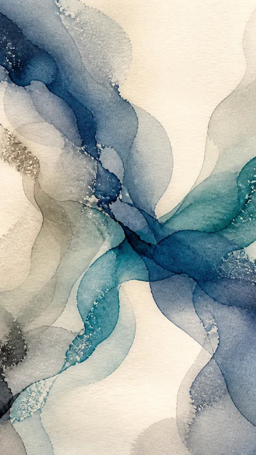 Flowing Indigo Teal And Smoke-gray Watercolor — Abstract wallpaper