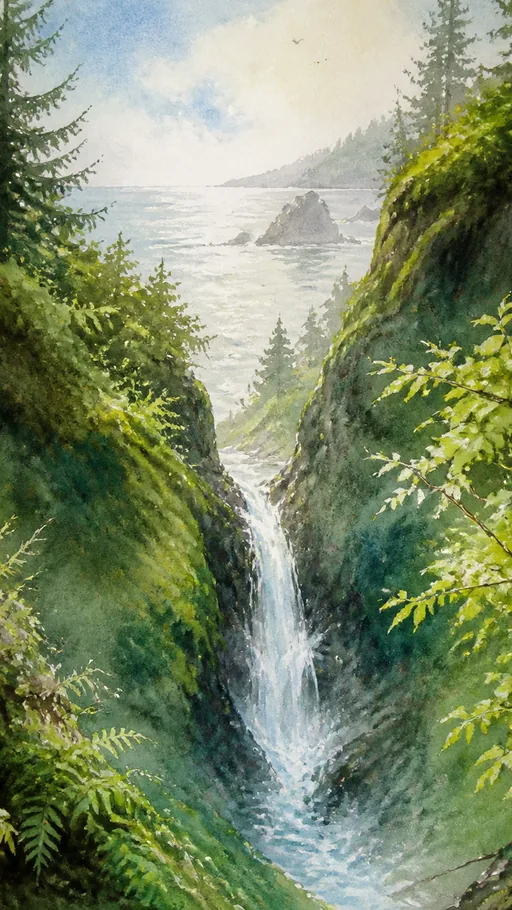 Narrow Waterfall Threading — Nature & Landscapes wallpaper