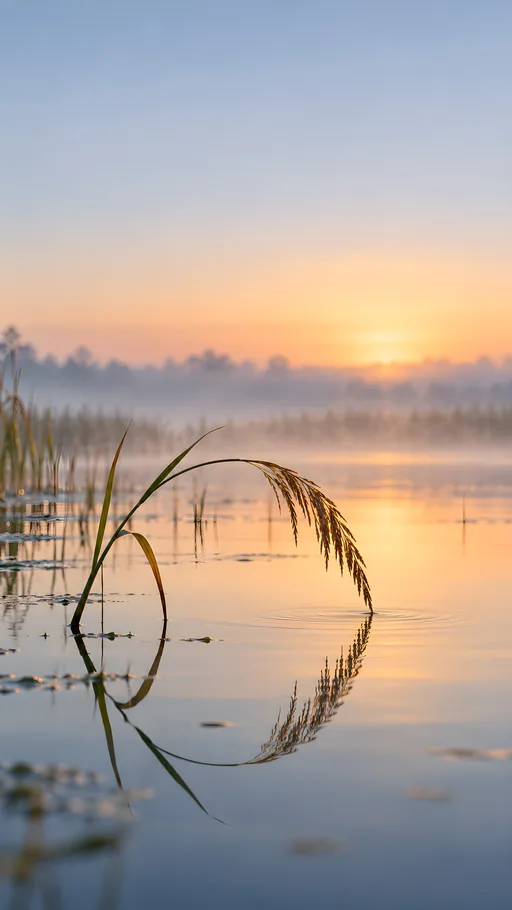 Bent Reed at Dawn — Nature & Landscapes wallpaper