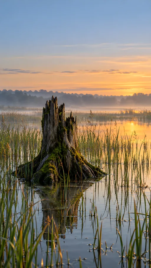 Old Stump Among the Rushes — Nature & Landscapes wallpaper
