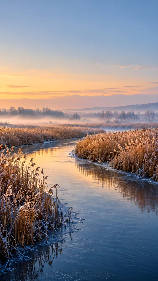 Channel Through Copper Reedbeds — Nature & Landscapes wallpaper