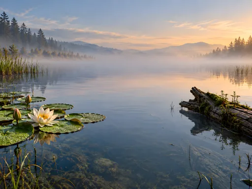 Lilies and a Sunken Log — Nature & Landscapes wallpaper