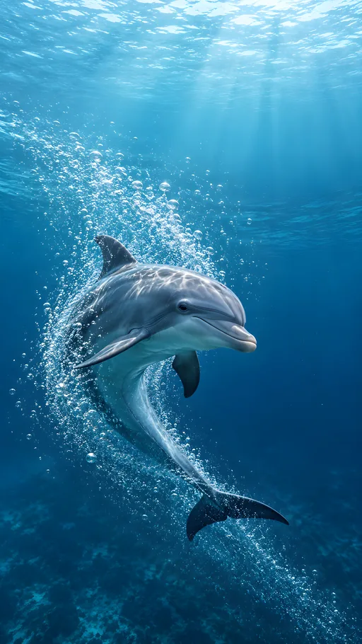 Dolphin Through the Bubbles — Animals & Wildlife wallpaper