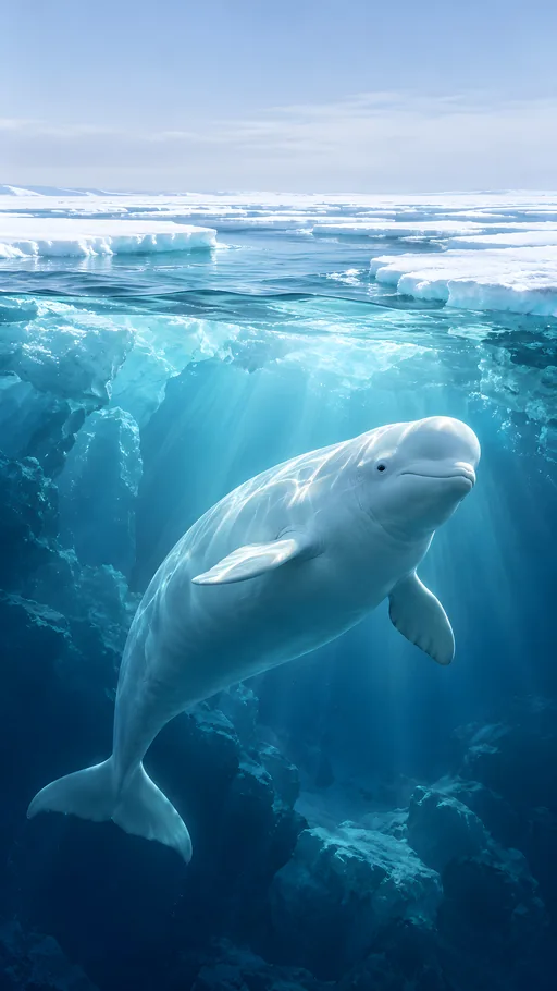 Beluga Below Broken Ice — Animals & Wildlife wallpaper