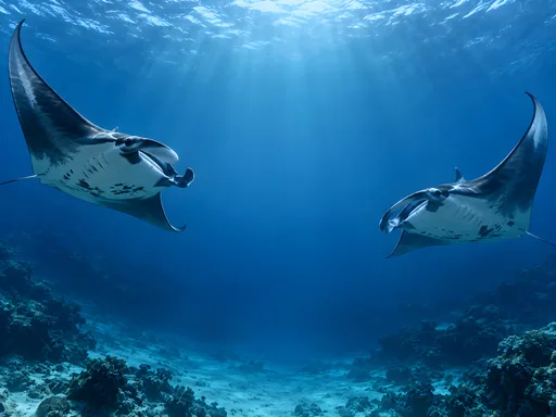 Two Manta Rays in Open Water — Animals & Wildlife wallpaper