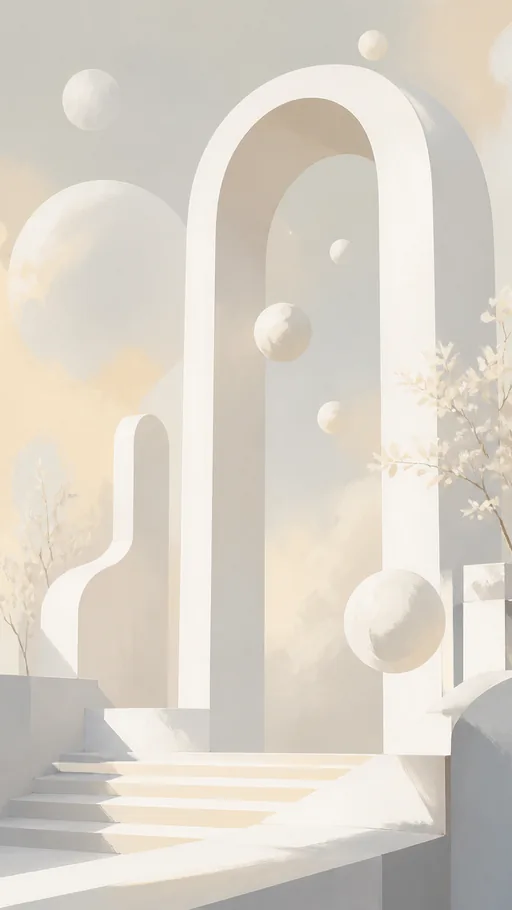 White And Ivory Illustrated Forms — Minimal & Color wallpaper