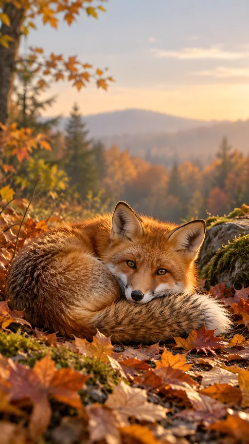 Red Fox in Autumn Leaves — Animals & Wildlife wallpaper