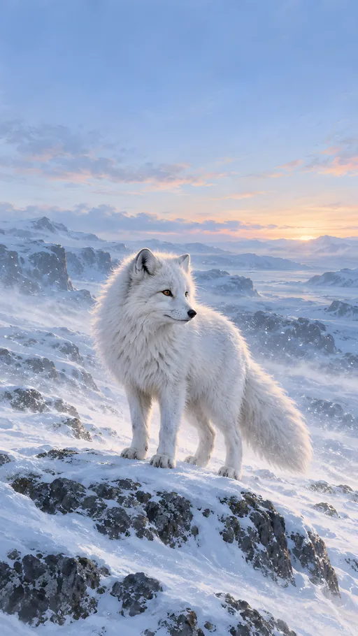 Arctic Fox in Blowing Snow — Animals & Wildlife wallpaper