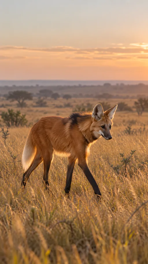 Maned Wolf in Golden Grass — Animals & Wildlife wallpaper