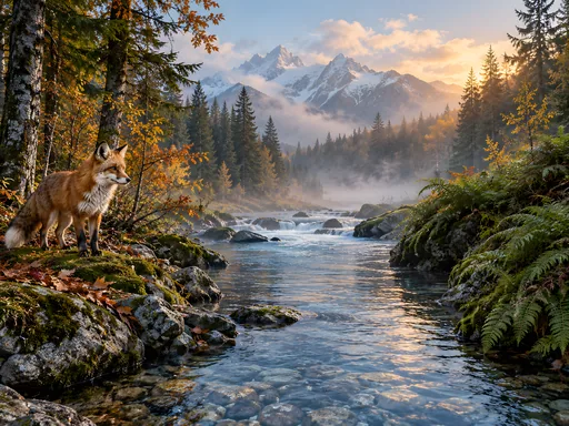 Red Fox by a Woodland Stream — Animals & Wildlife wallpaper