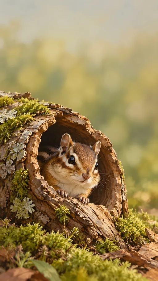 Chipmunk in a Hollow Branch — Animals & Wildlife wallpaper